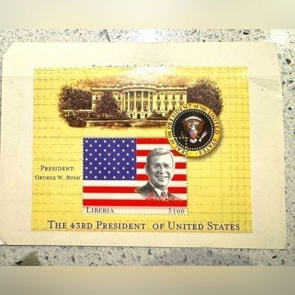 Commemorative Stamps - Mystic Stamp - George W. Bush - Liberia - Picture 1 of 2